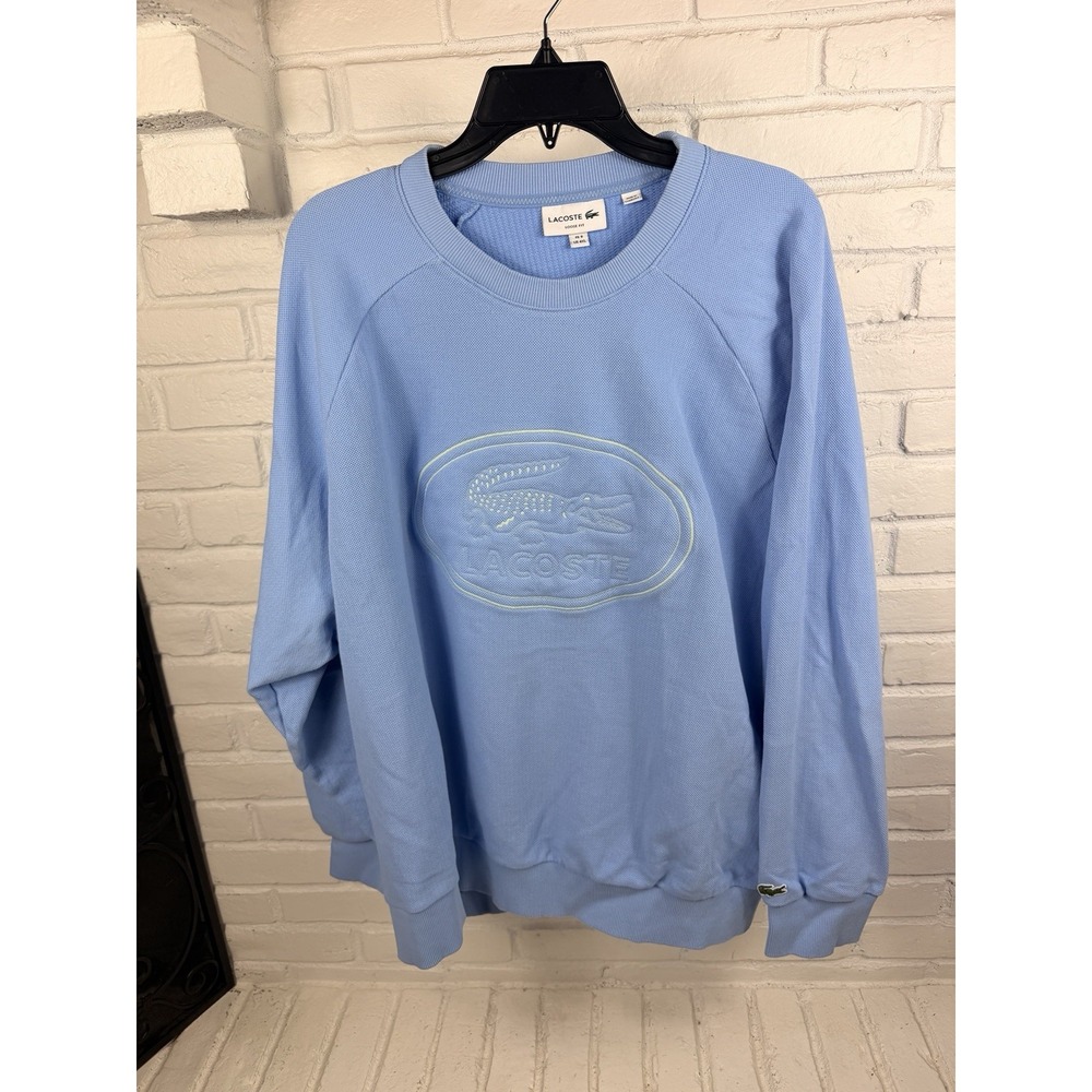 Oversized Lacoste 4XL Loose Fit Big Croc Logo Sweatshirt Blue Embroidered